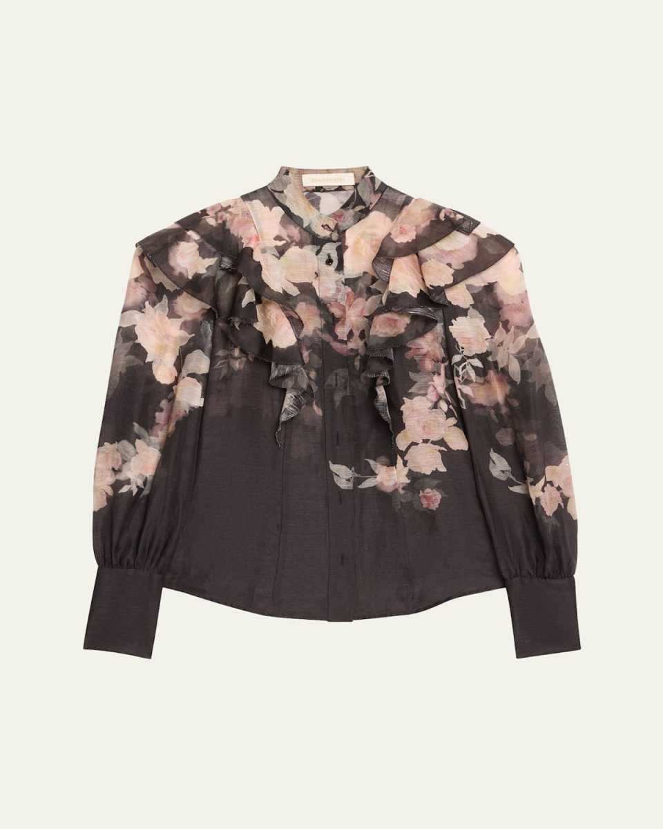 Crush Frill-Sleeve Blouse